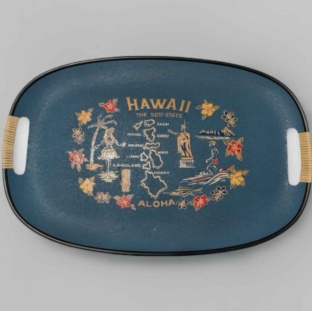 Hawaii Blue Floral Serving Tray
